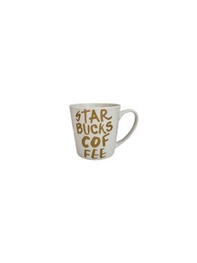 Starbucks Collectors White Gold Graffiti Lettering Coffee Mug